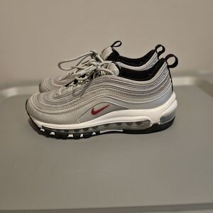 Kids Silver and Red Nike Air Max Sneakers